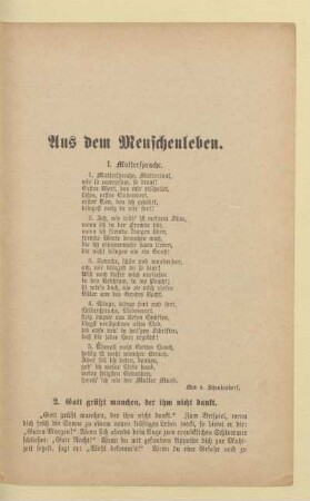 Aus dem Menschenleben