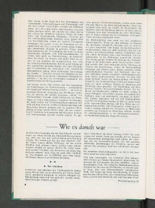 Wie es damals war
