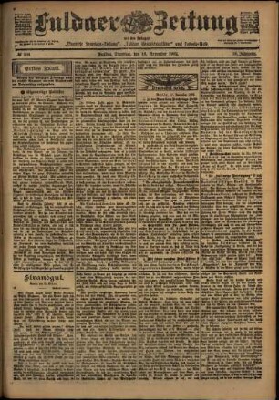 Erste Ausgabe vom Dienstag, den 18. November 1902.