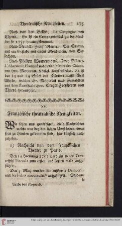 Französische theatralische Neuigkeiten