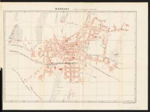 Plan von Meerane, 1:7 000, Lithographie, 1902 : Meerane. - 1:7 000. - Meerane : Lithogr. Anstalt Curt Herrmann , 1902. - 1 Kt : zweifarb. Lithogr. ; 42 x 28 cm. - Mit Gebäudeverzeichnis