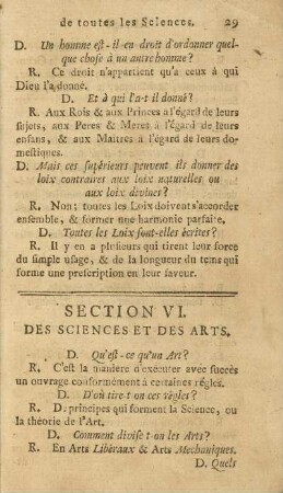 Section VI. Des Sciences Et Des Arts