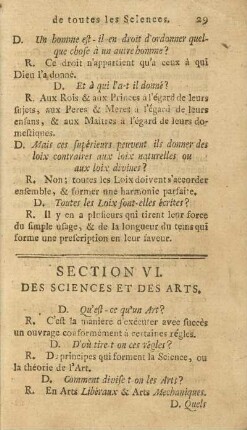 Section VI. Des Sciences Et Des Arts