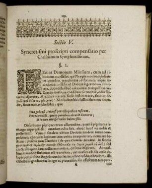 Sectio V. Syncretismi proscripti compensatio per Christianum Symphonismum.
