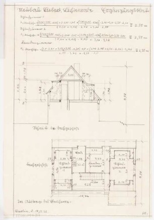 Wohnhaus Liebert, Berlin-Lichtenrade: Grundriss Dachgeschoss, Schnitt Dachgeschoss