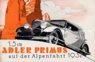 Werbeprospekt für den PKW "Adler Primus"