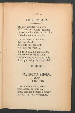 Una modista moderna : Canción