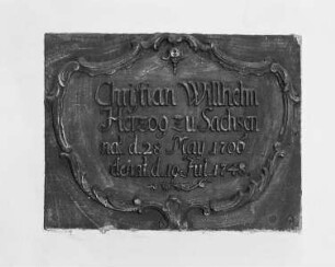 Grabplatte Herzog Christian Wilhelm zu Sachsen (+1748)