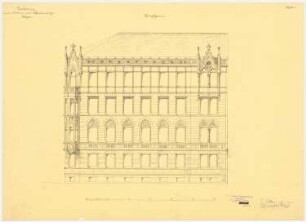 Wohnhaus, Glogau: Aufriss der Hauptfassade, Maßstabsleiste
