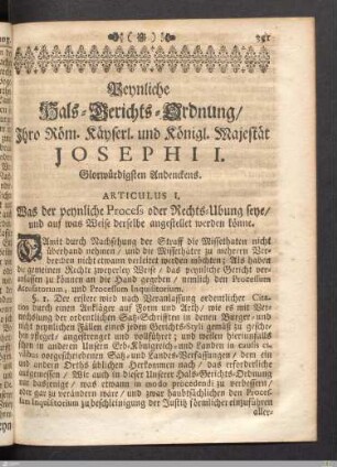 Peinliche Hals-Gerichts-Ordnung Josephi I.