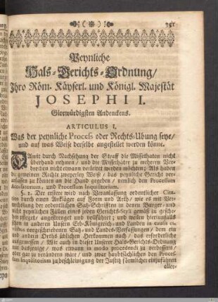 Peinliche Hals-Gerichts-Ordnung Josephi I.