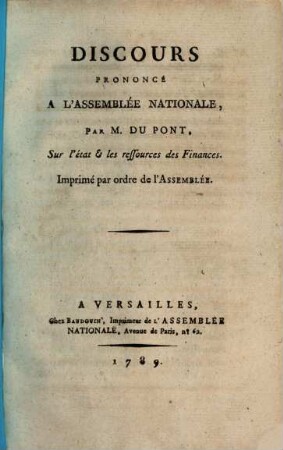 Discours Prononcé A L'Assemblée Nationale