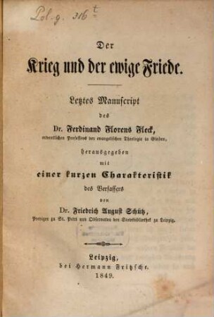 Der Krieg und der ewige Friede