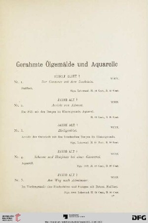 Gerahmte Ölgemälde und Aquarelle (Nr. 1-127)