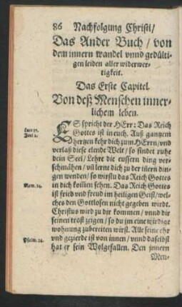 Das Ander Buch/ von dem innern wandel unnd gedültigen leiden aller widerwertigkeit.