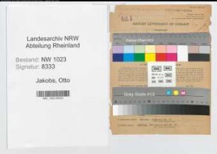 Entnazifizierung Otto Jakobs , geb. 03.04.1909 (techn. Angestellter)