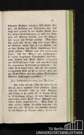 Die Überwinterung der Nelken.