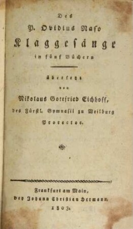 Trauerlieder des Ovid