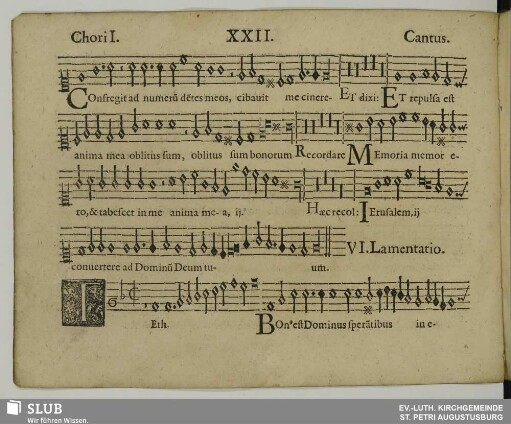 XXII. VI. Lamentatio: Teth bonus est Dominus