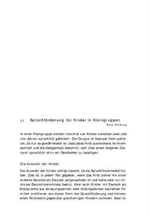 Sprachförderung für Kinder in Kleingruppen