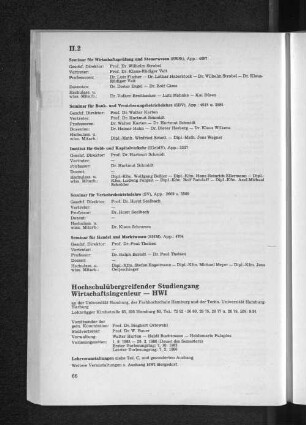 Hochschulübergreifender Studiengang Wirtschaftsingenieur - HWI
