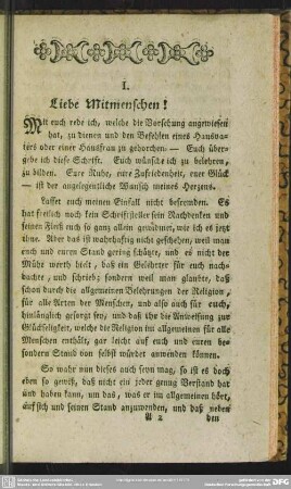I. Liebe Mitmenschen!