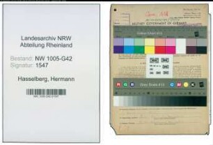 Entnazifizierung Hermann Hasselberg , geb. 21.08.1900 (Schachtmeister)