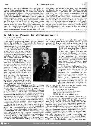 40 Jahre im Dienste der Uhrmacherjugend