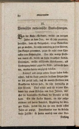 IX. Vermischte medicinische Beobachtungen.