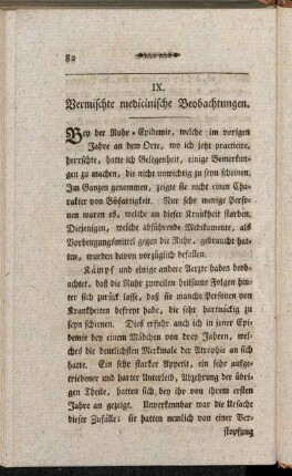 IX. Vermischte medicinische Beobachtungen.