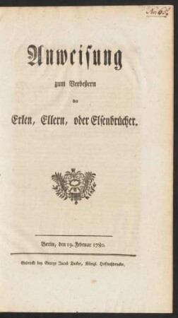 Anweisung zum Verbeßern der Erlen, Ellern, oder Elsenbrücher