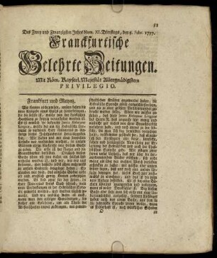 Num. XI. Dienstags, den 8. Febr. 1757 - Num. XX. Freytags, den 11. Mertz. 1757.