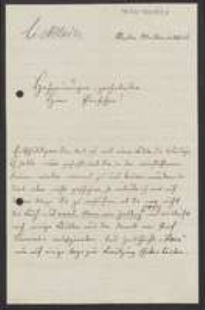Brief von Max Lickleder an Unbekannt