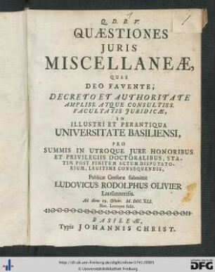 Quaestiones Juris Miscellaneae