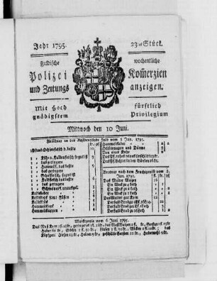 23tes Stück., Ausgabe vom 10. Juni 1795