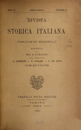Rivista storica italiana. 5. 1888, [a]
