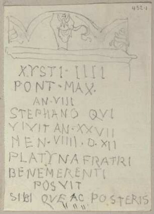 Inschrift des Grabsteins von Bartolomeo Platina (?) in Santa Maria Maggiore in Rom