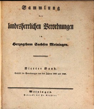 Sammlung der landesherrlichen Verordnungen im Herzogthum Sachsen-Meiningen. 4. 1837/38