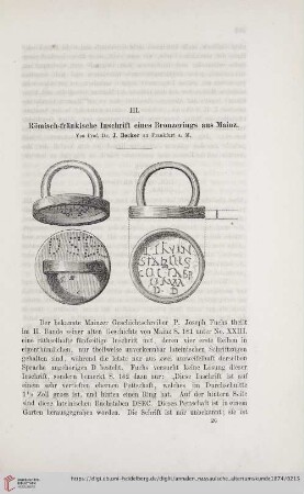 13: Römisch-fränkische Inschrift eines Bronzerings aus Mainz