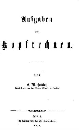 Aufgaben zum Kopfrechnen