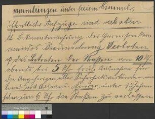 Bekanntmachung des Garnisonkommandos Braunschweig: Verhängung einer Ausgangssperre und Einschränkung der Versammlungsfreiheit [im März 1920]