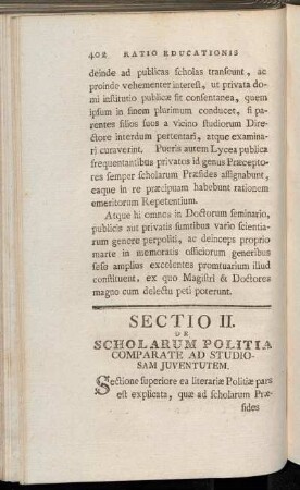 Sectio II. De Scholarum Politia Comparate Ad Studiosam Juventutem