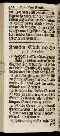 Krancken- Sterb- und Begräbnis-Lieder.