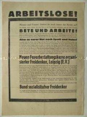 Propagandaflugblatt mit Aufruf zum Kirchenaustritt