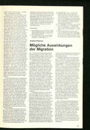 Mögliche Auswirkungen der Migration