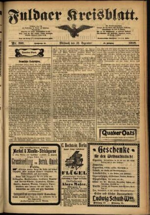 Zweite Ausgabe vom Mittwoch, den 23. Dezember 1908.