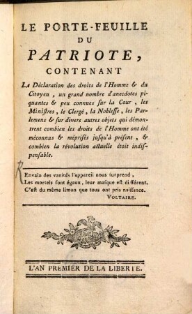 Le Porte-Feuille du patriote