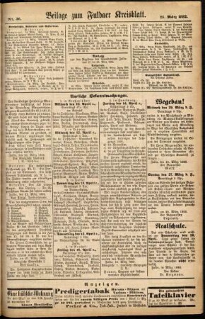 Zweite Ausgabe vom Samstag, den 25. März 1882.