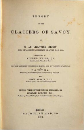 Theory of the glaciers of Savoy