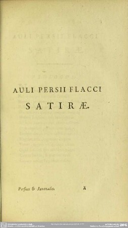 Auli Persii Flacci Satirae